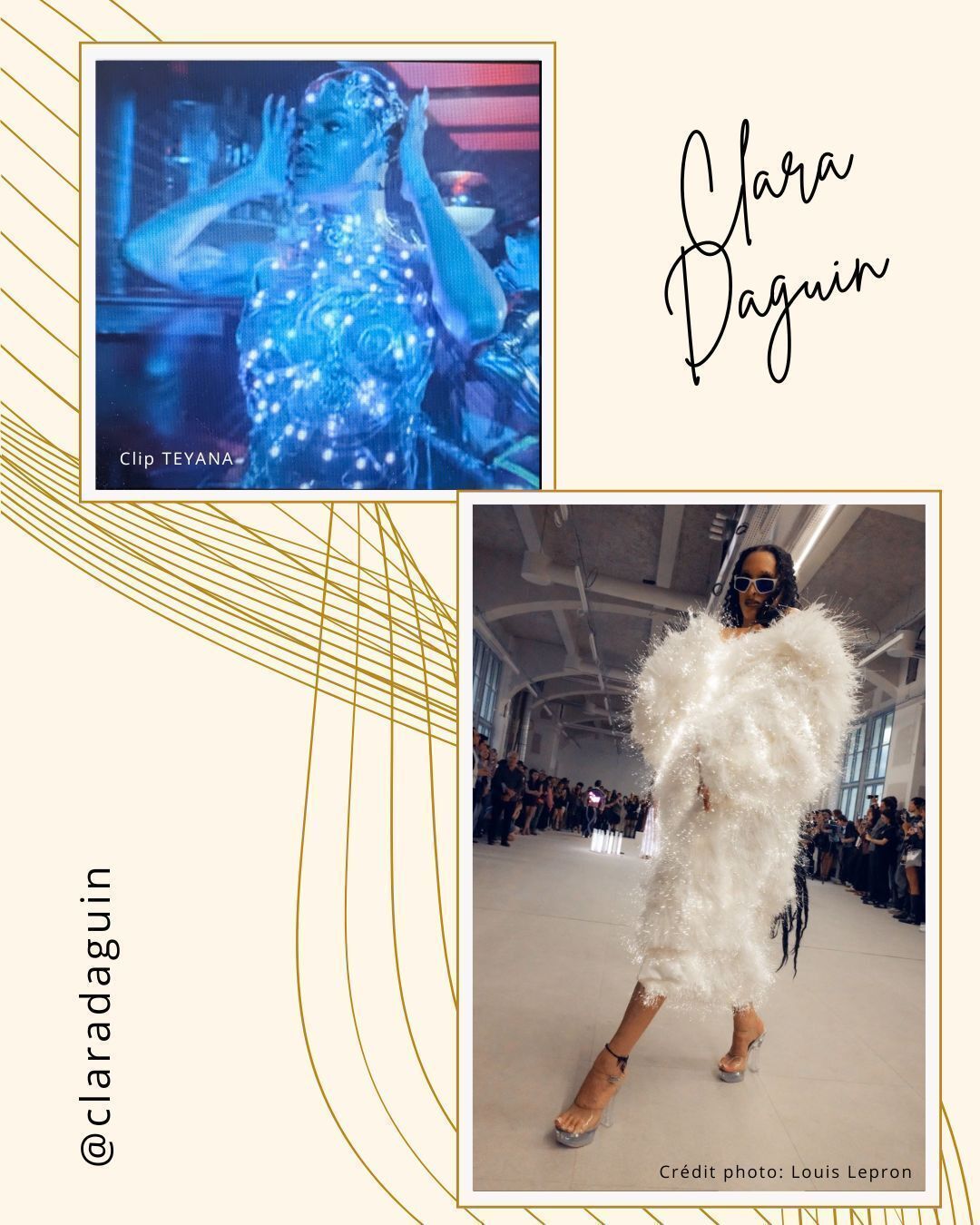Rentrée musicale 2025 : Teyana Taylor choisit Clara Daguin pour son dernier clip !
Avec plus de 18M de followers sur Instagram, Teyana Taylor est une artiste américaine polyvalente : chanteuse R&B, danseuse, actrice, réalisatrice et icône de mode.
À l’occasion de la sortie de son quatrième projet studio Escape Room, Teyana Taylor a choisit Clara Daguin pour dessiner l’une des pièces maîtresses du court-métrage (clip étendu) du projet. (tenue visible sur Youtube de 10’00 à 11'41).
Travail de l'atelier sur @claradaguin
Fabriquée et expédiée en seulement huit jours, la tenue a nécessité la mobilisation de l’atelier en continu sur toute la semaine.
Retrouvez aussi l'ITW de Clara Daguin dans le magazine Beaux Arts
@beauxarts_magazine @claradaguin
#claradaguin #artiste #textile #tech #teyanataylor #hautecouture #parisfashionweek #fashion #art
#standwithukraine 💙💛